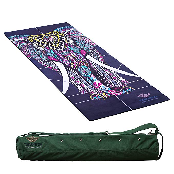 Nirvana Pro YOGA MAT, Large Yoga Mat, Thick Yoga Mat, Non Slip Yoga Mat, Natural Rubber Yoga Mat, Beautiful Design, Eco Friendly Yoga Mat, Non Toxic Yoga Mat Towel Combo comes with a Yoga Bag.